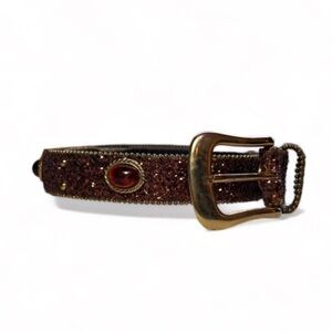 Vintage Amber Stone Glittery Belt